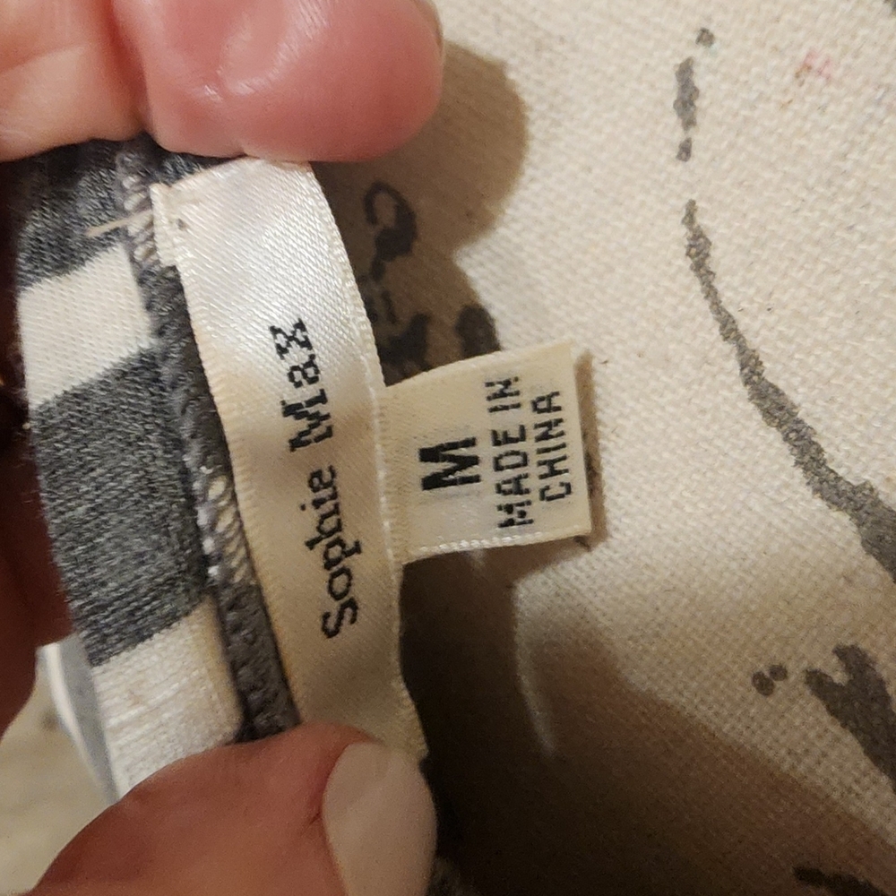 Sophie Max Monochrome Striped Design Dress With Detailing